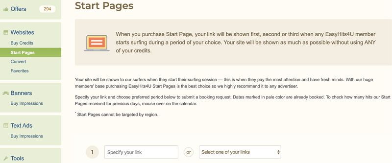start pages Easyhits4you