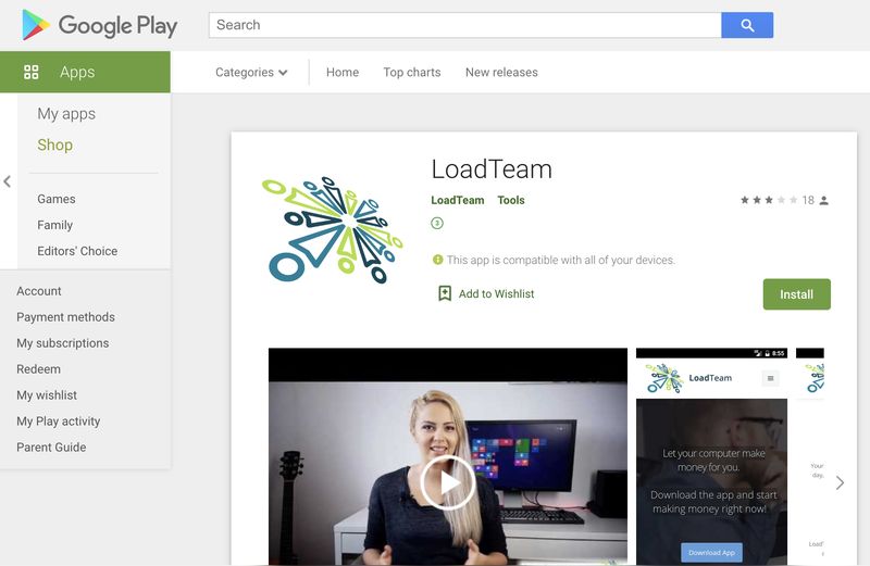 Android приложение loadteam