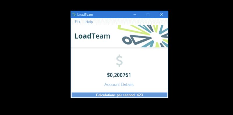 работа приложения loadteam