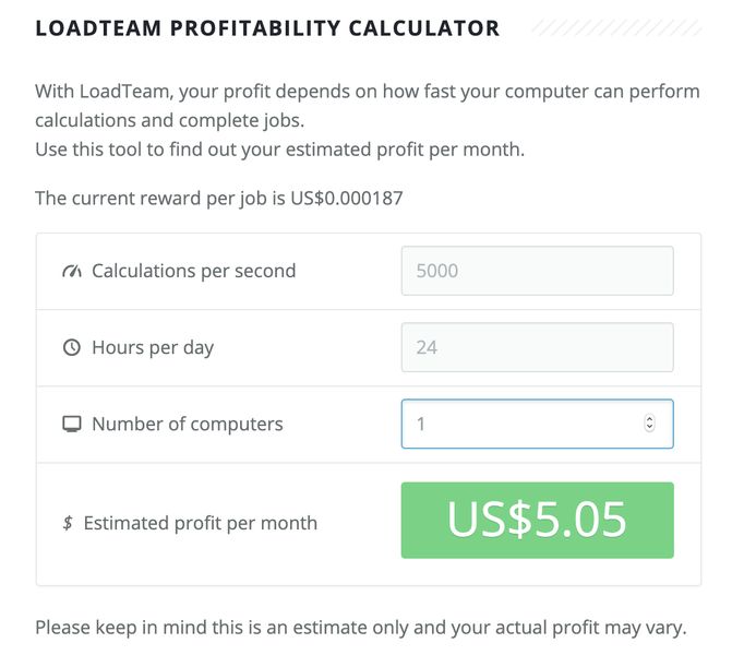 калькулятор доходности loadteam