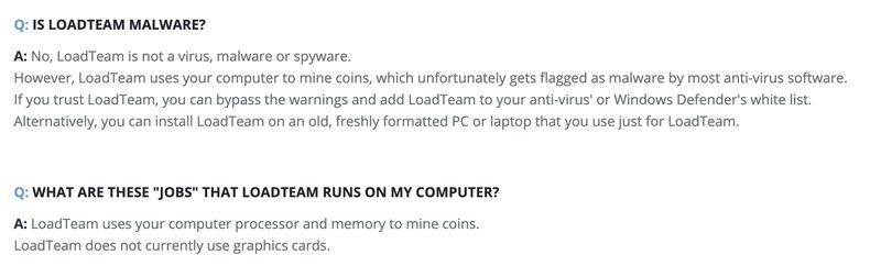 описание работы loadteam